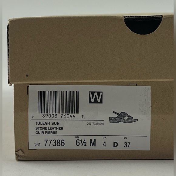 Clarks Tuleah Sun Stone Gray Leather Womens Wedge Sandals Slingback 26177386 - Picture 9 of 12
